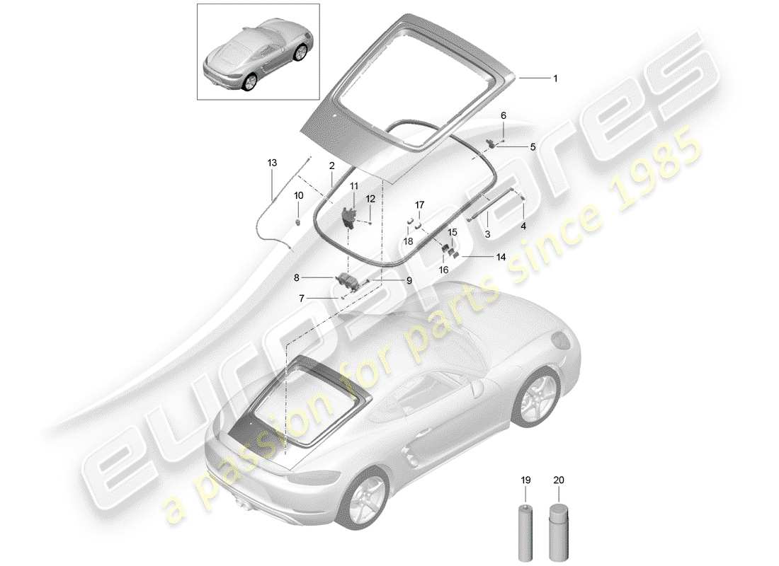 porsche 2017 (718 cayman) cover part diagram