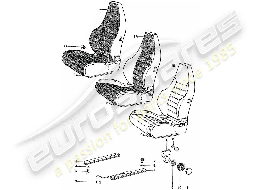porsche 1983 (924) sports seat - complete part diagram