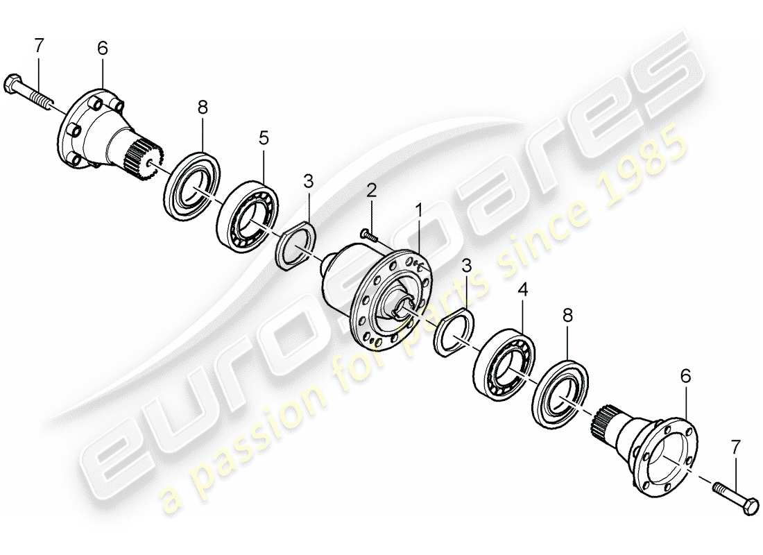 porsche 2008 (997-1 turbo / gt2) limited slip differential part diagram