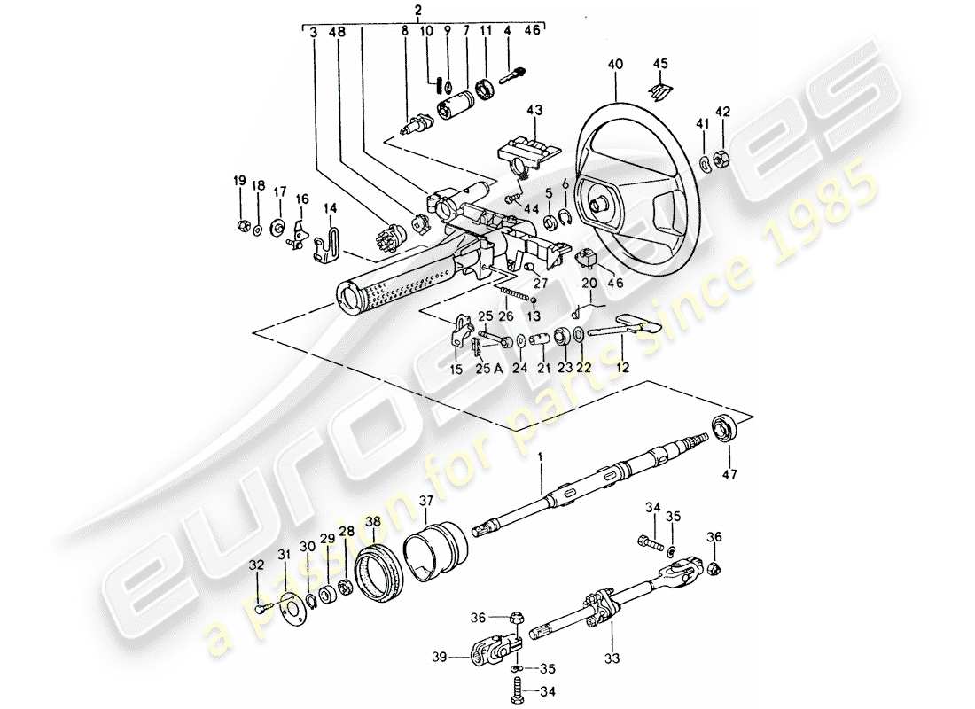 porsche 1993 (928) airbag - steering parts - steering wheel - - - height adjustment - for - steering wheel - see group - 4/03/05 part diagram
