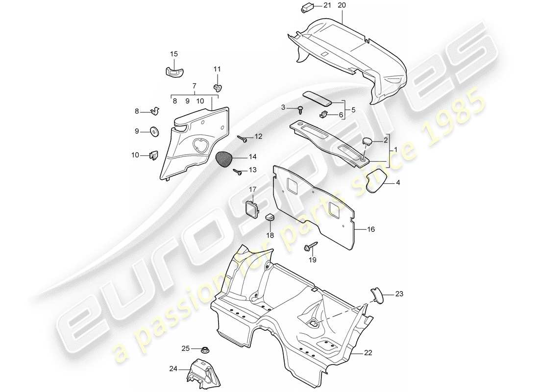 porsche 997 gen. 2 (2010) trims parts diagram