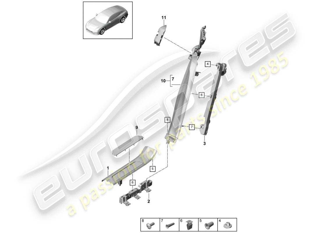 porsche panamera 971 (2017) sill panel trim part diagram