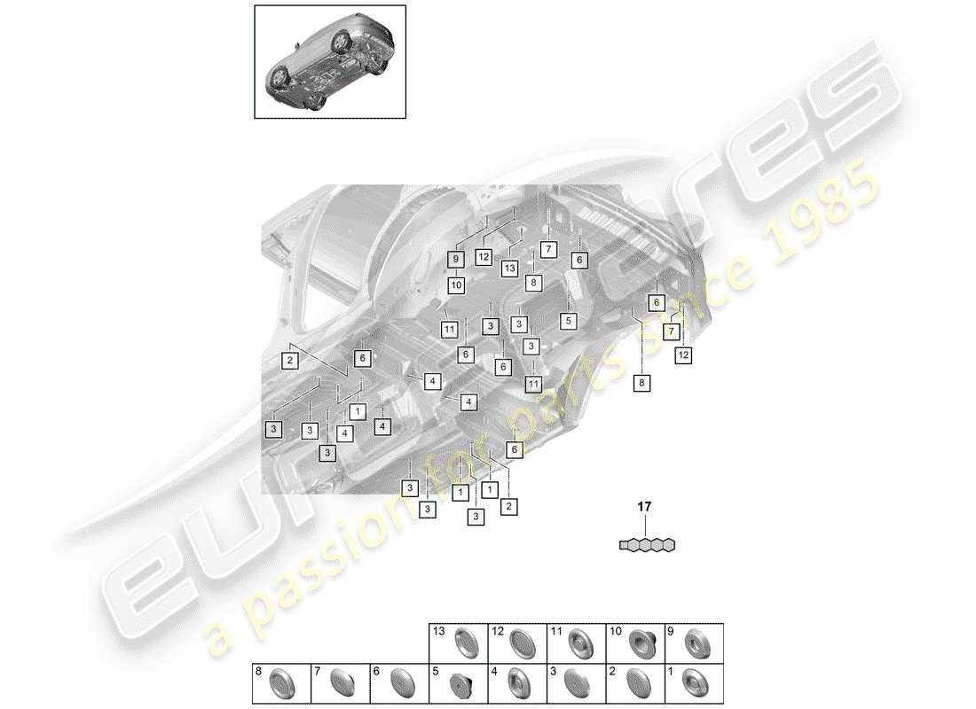 porsche 2018 (cayenne e3 9ya/9yb) plug part diagram