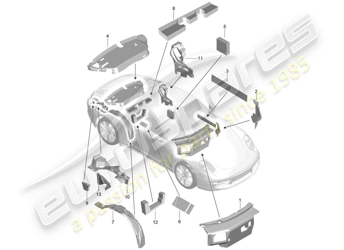 porsche 991 (2013) body shell part diagram