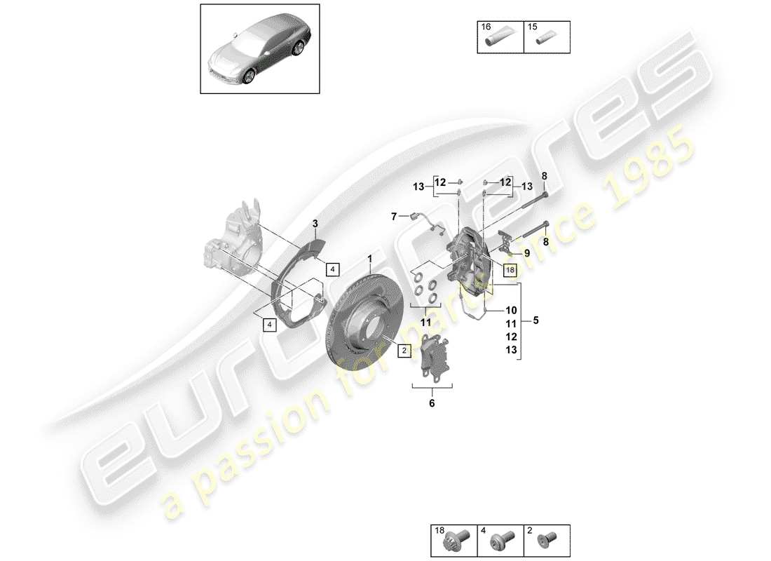 porsche 2017 (panamera 971-1) disc brakes part diagram