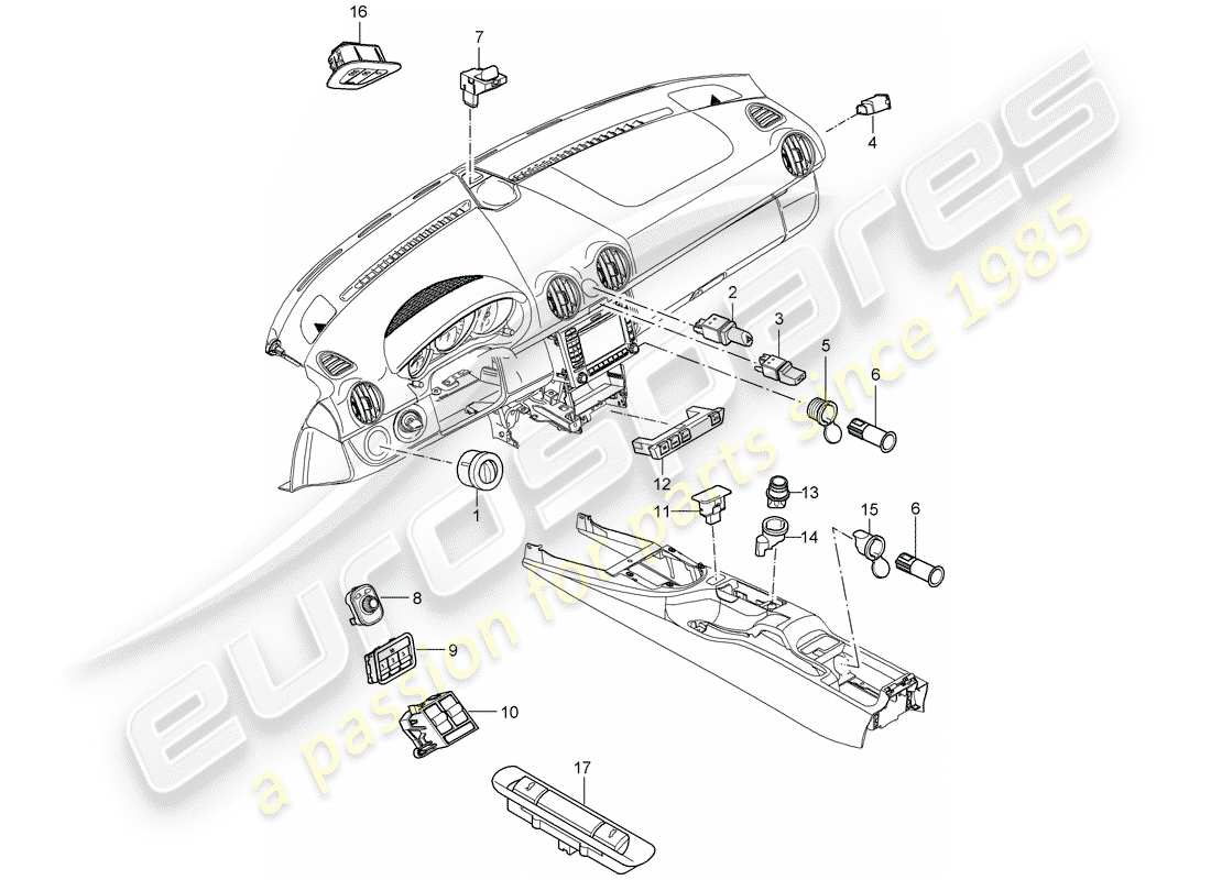 porsche 2008 (987 cayman) switch part diagram
