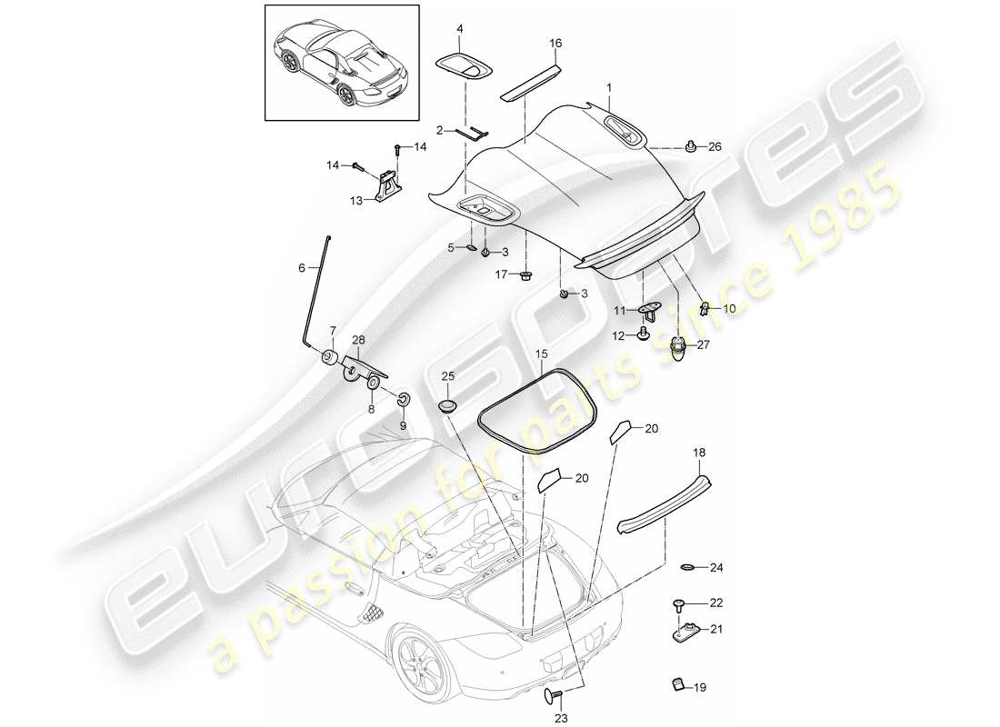 porsche 2012 (987 boxster) cover part diagram