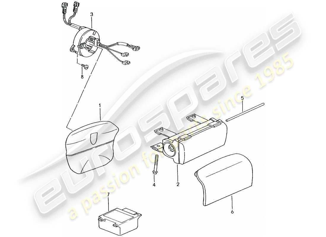 porsche 2003 (996 gt3) airbag part diagram