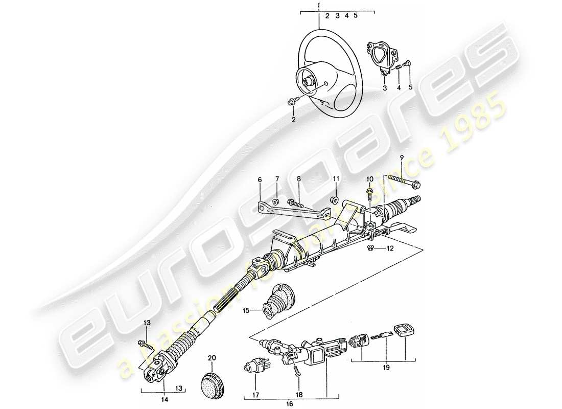 porsche 2002 (996 gt3) steering protective pipe - intermediate steering shaft - steering wheels part diagram
