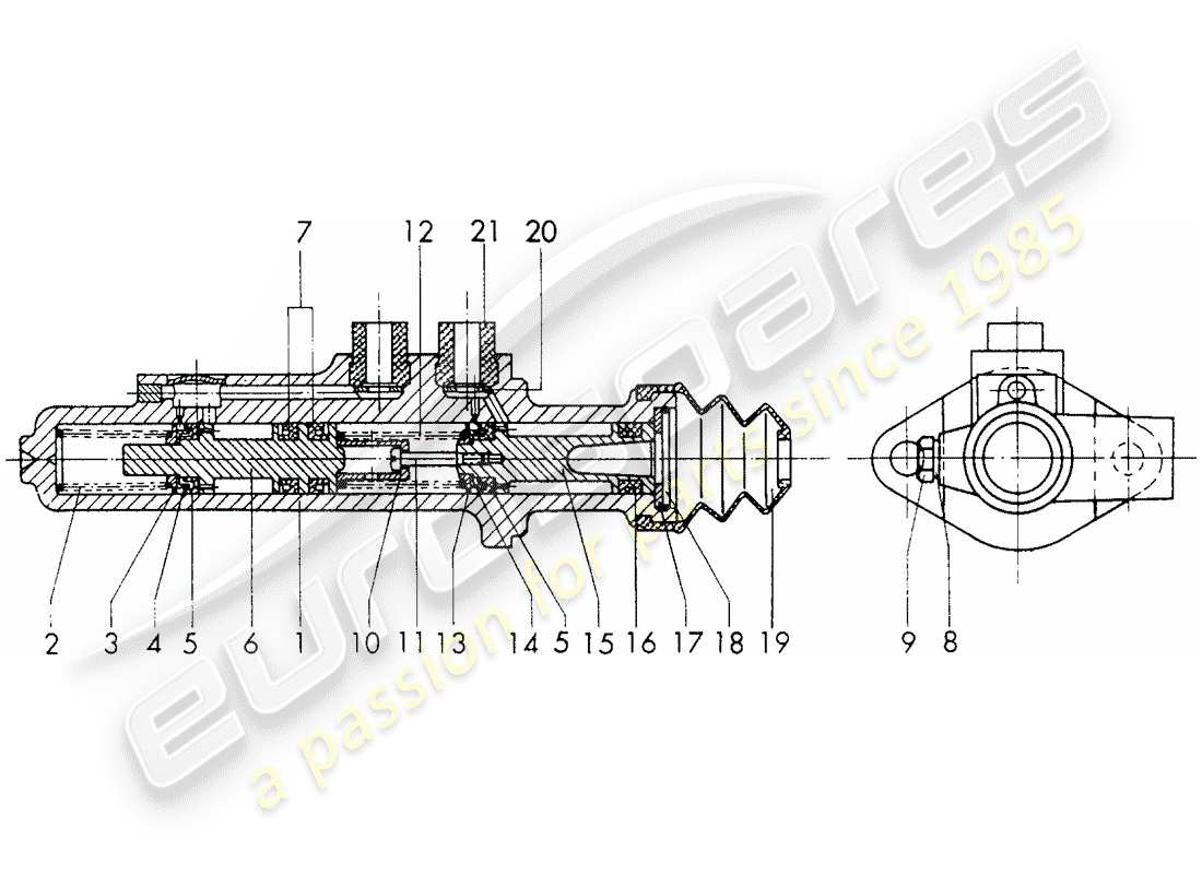 porsche 1972 (911) brake master cylinder - $ 19,05 - without: - warning function - single parts part diagram