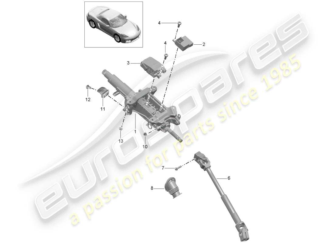 porsche 2019 (718 boxster) steering column part diagram