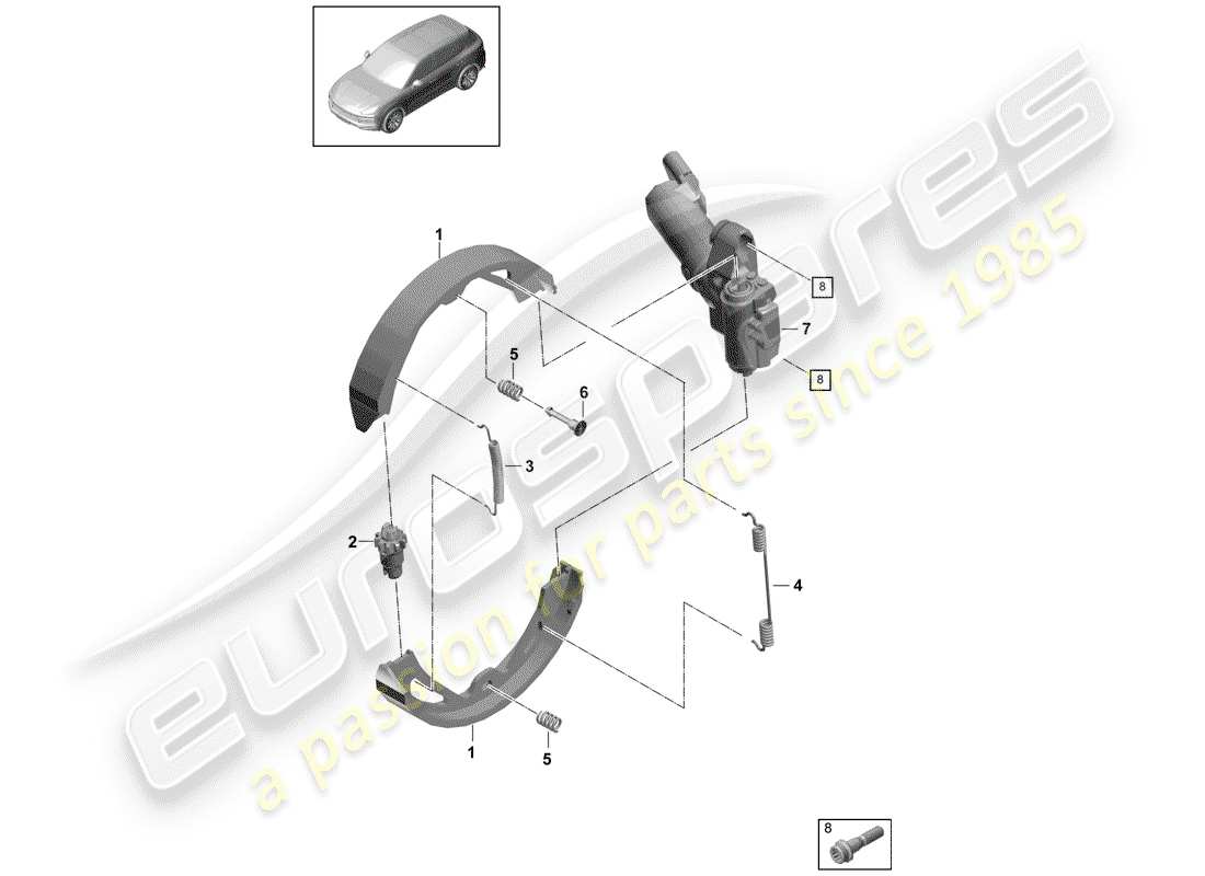 porsche 2019 (cayenne e3 9ya/9yb) parking brake part diagram