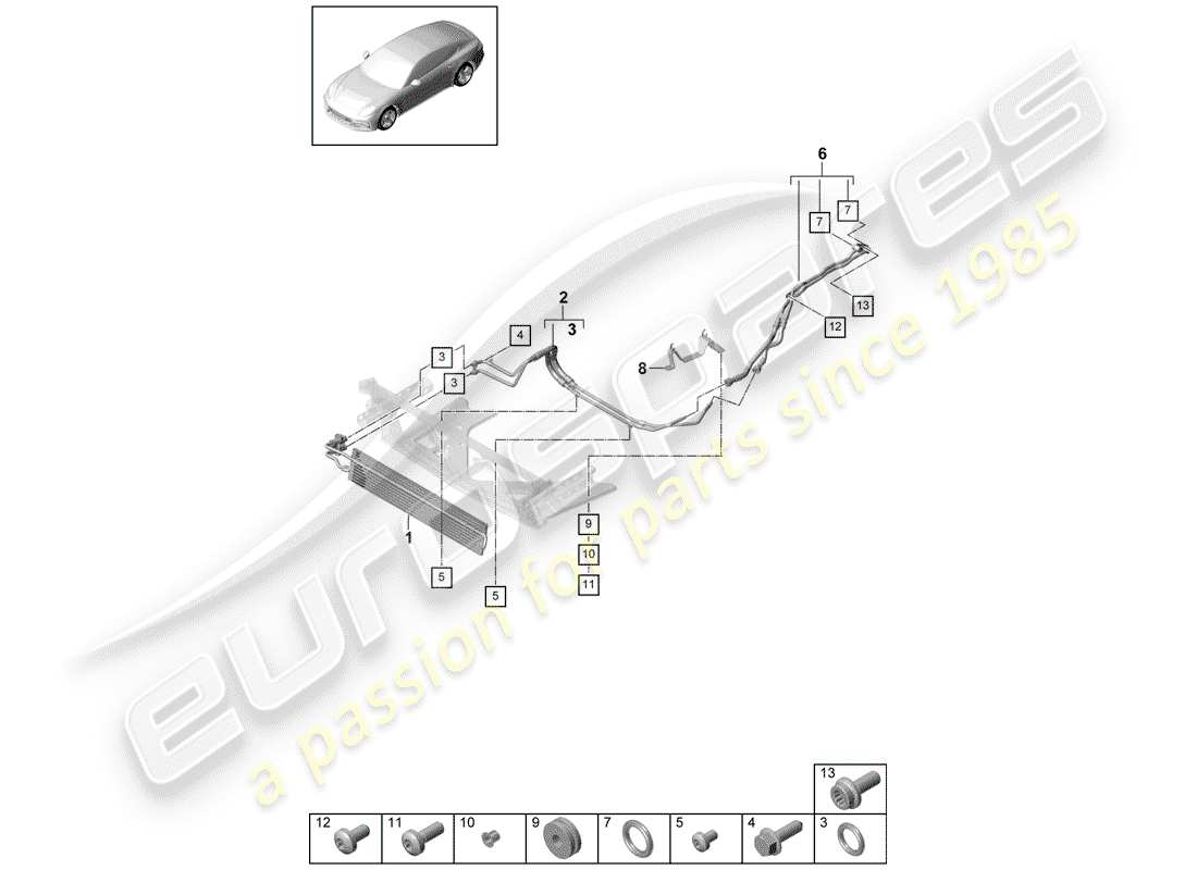 porsche 2019 (panamera 971-1) gear oil cooler part diagram