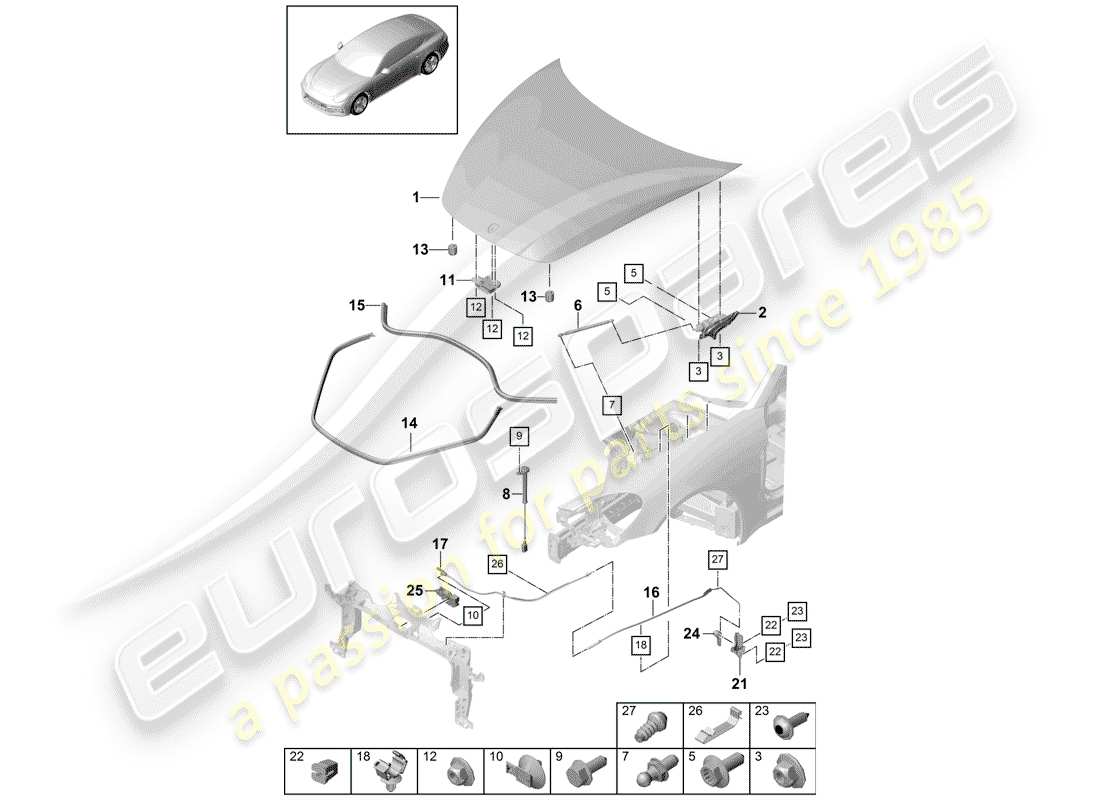 porsche panamera 971 (2017) cover part diagram