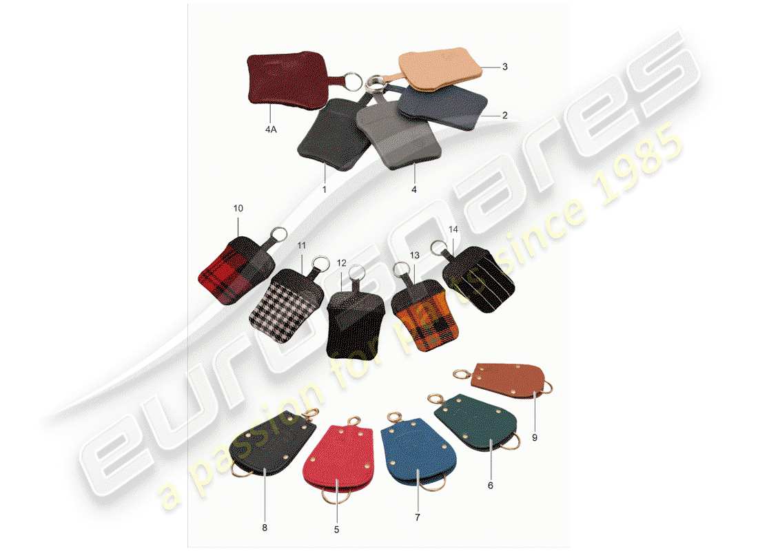 porsche classic accessories (2012) schluessel-etui - leather parts diagram