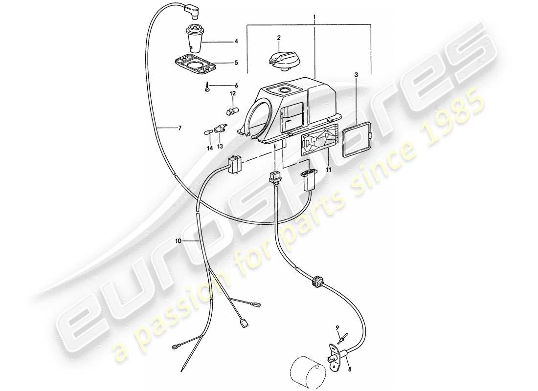 porsche 1977 (911) control mechanism - for - heater part diagram