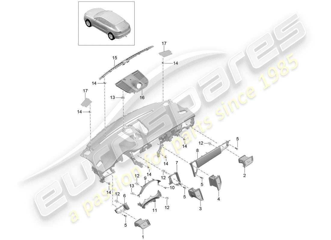 porsche 2015 (macan) accessories part diagram