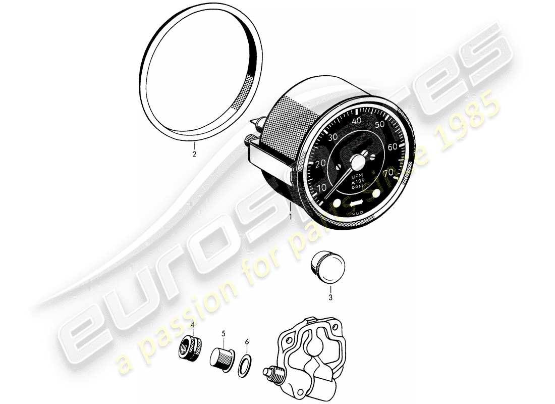 porsche 1963 (356b/356c) tachometer - electric part diagram