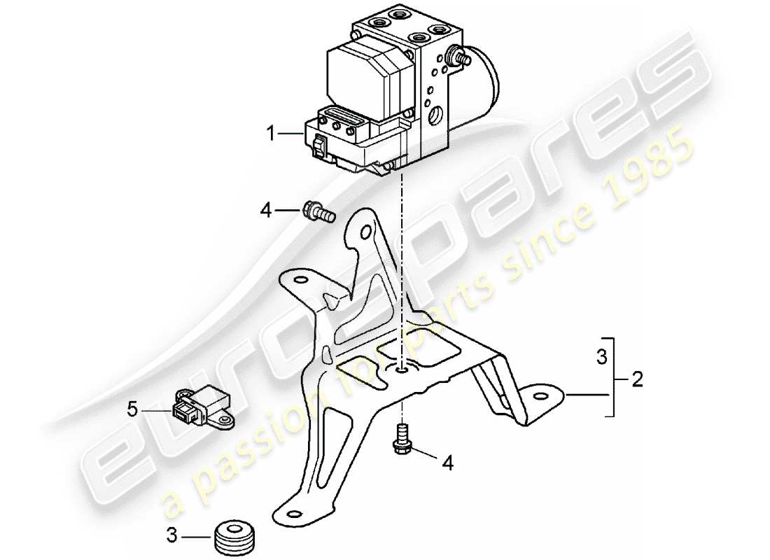 porsche 2004 (996 turbo / gt2) hydraulic unit - anti-locking brake syst. -abs- - control part diagram
