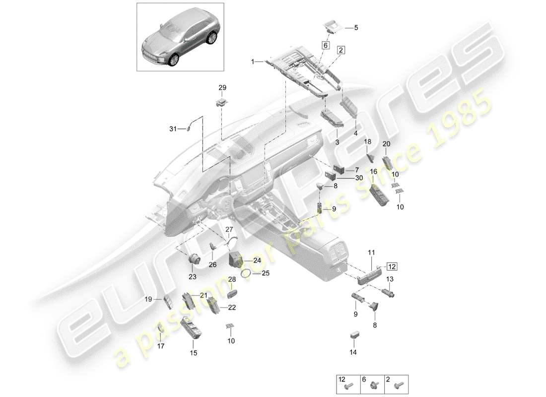 porsche 2019 (macan) switch part diagram