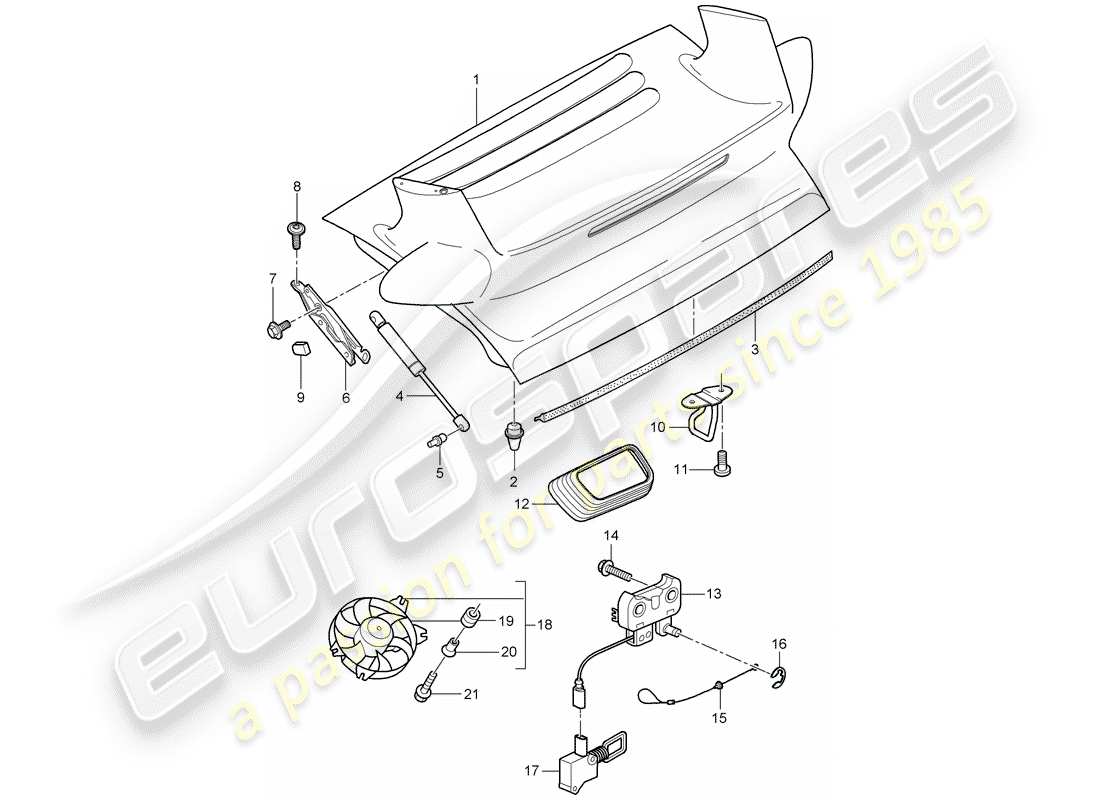 porsche 2008 (997-1 turbo / gt2) cover part diagram
