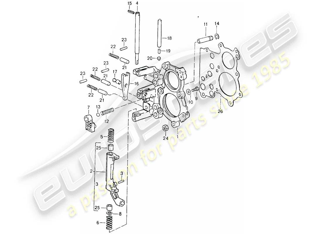 porsche 1994 (964) tensioning plate - shift control lock device parts diagram