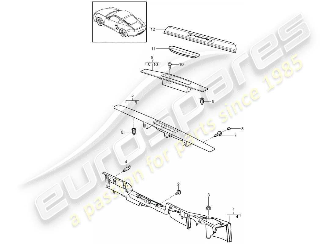 porsche 2009 (987 cayman) lining part diagram