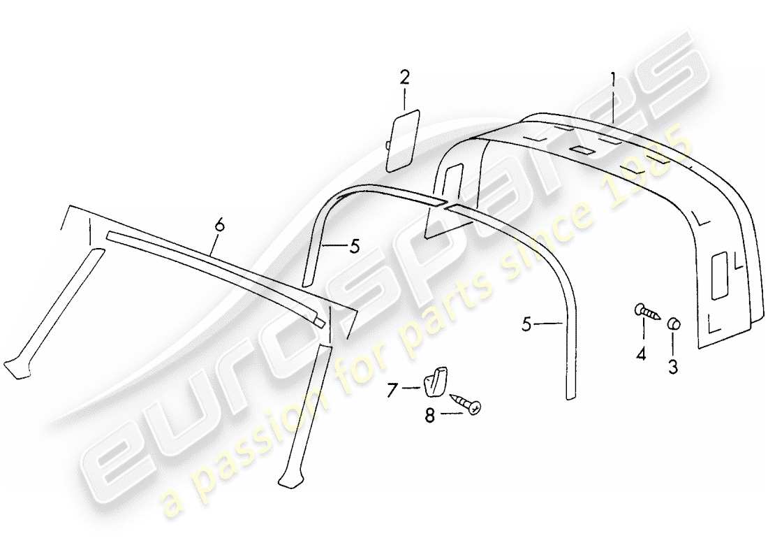 porsche 1973 (911) interior equipment - roof parts diagram