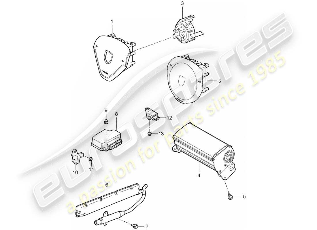 porsche 2009 997-2 turbo / gt2 airbag part diagram