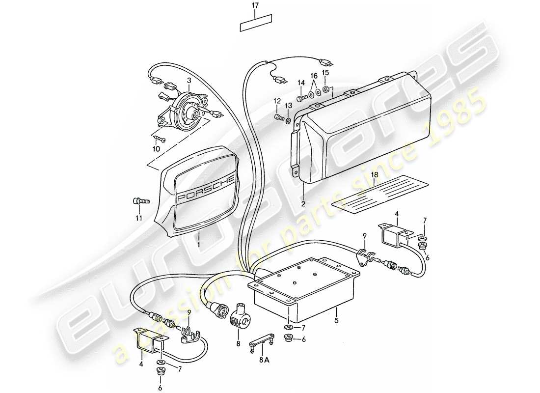 porsche 1989 (944) airbag - for parts diagram