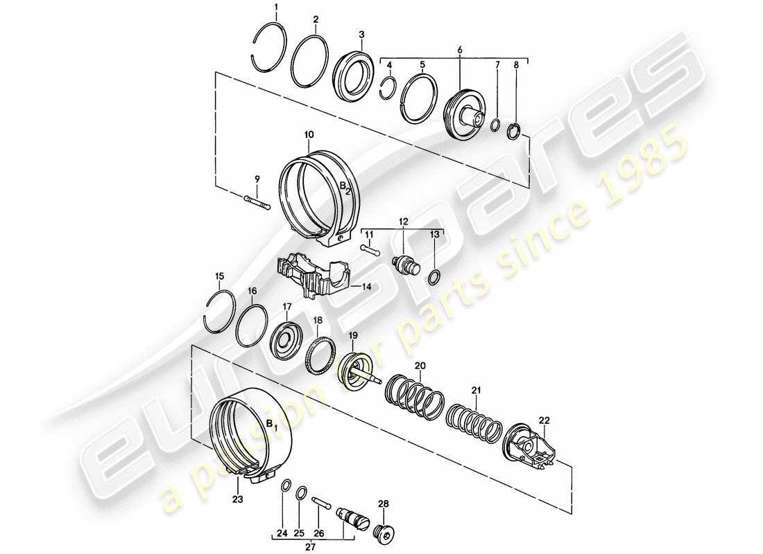 porsche 1984 (928) automatic transmission - brake bands part diagram
