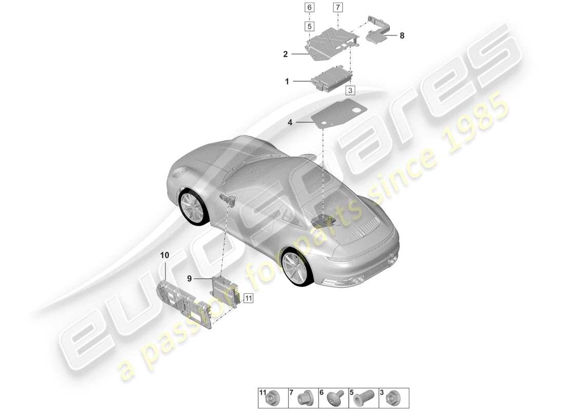 porsche 2019 (992-1) amplifier part diagram