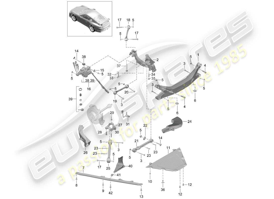 porsche 2018 (991-2 r/gt3/rs) cross member part diagram