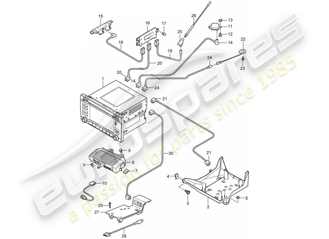 porsche 2011 (997-2 gt3) operating unit part diagram