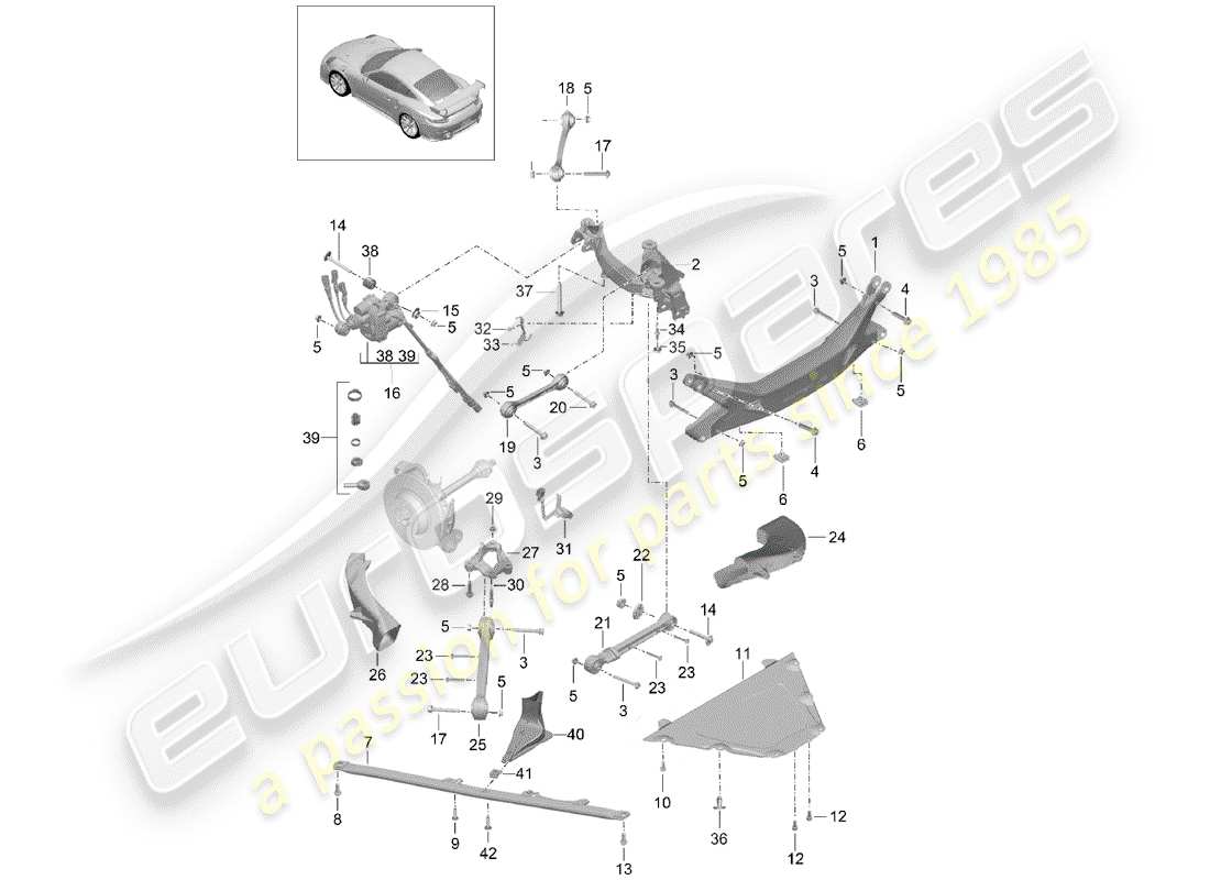 porsche 2014 (991-1 turbo) cross member part diagram