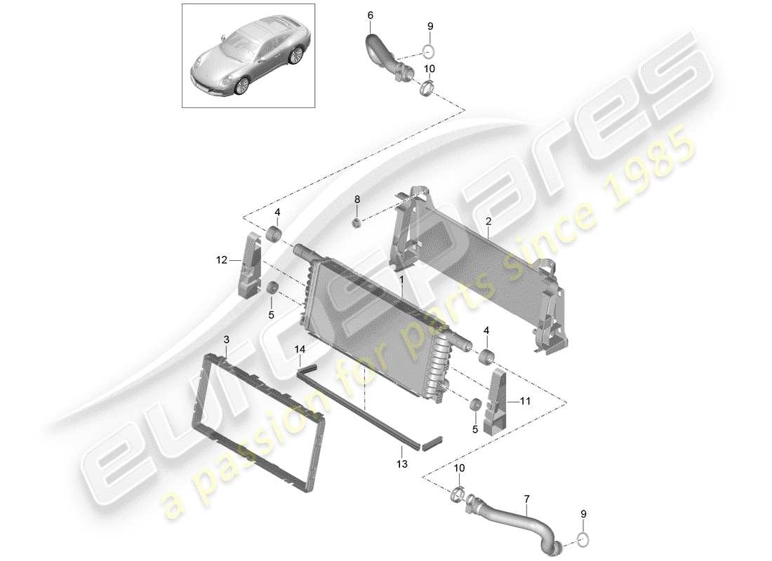 porsche 991 gen. 2 (2019) radiator parts diagram