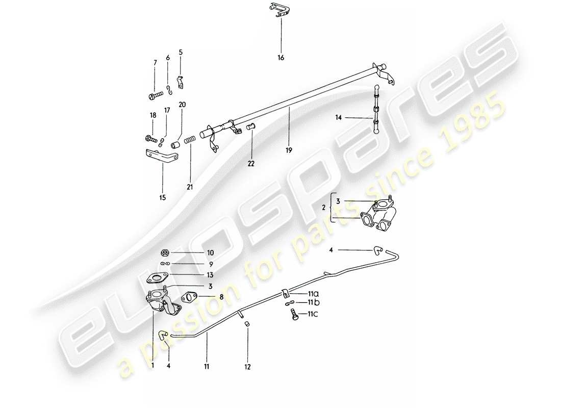 porsche 1971 (914) intake manifold - suction pipe - relay shaft part diagram