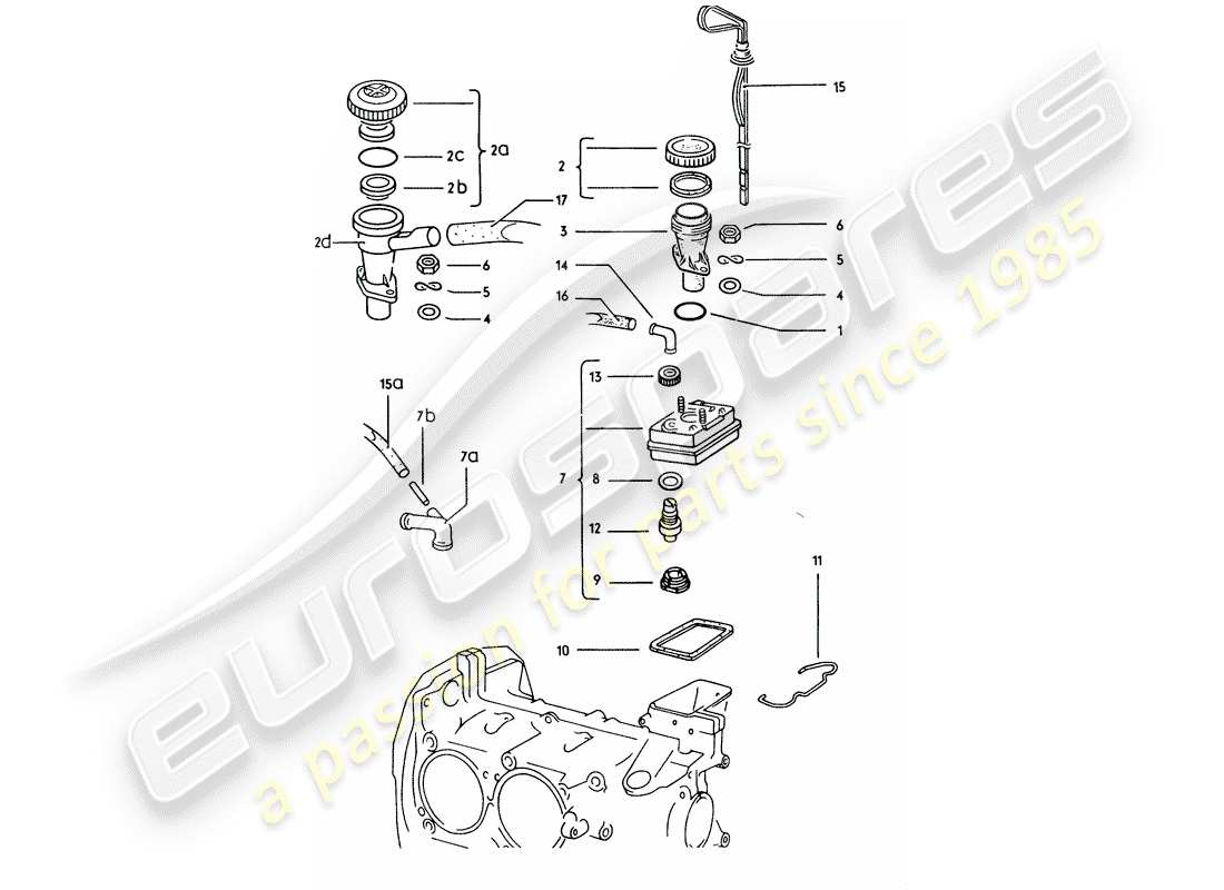 porsche 1971 (914) engine lubrication - filler neck - bleeding part diagram