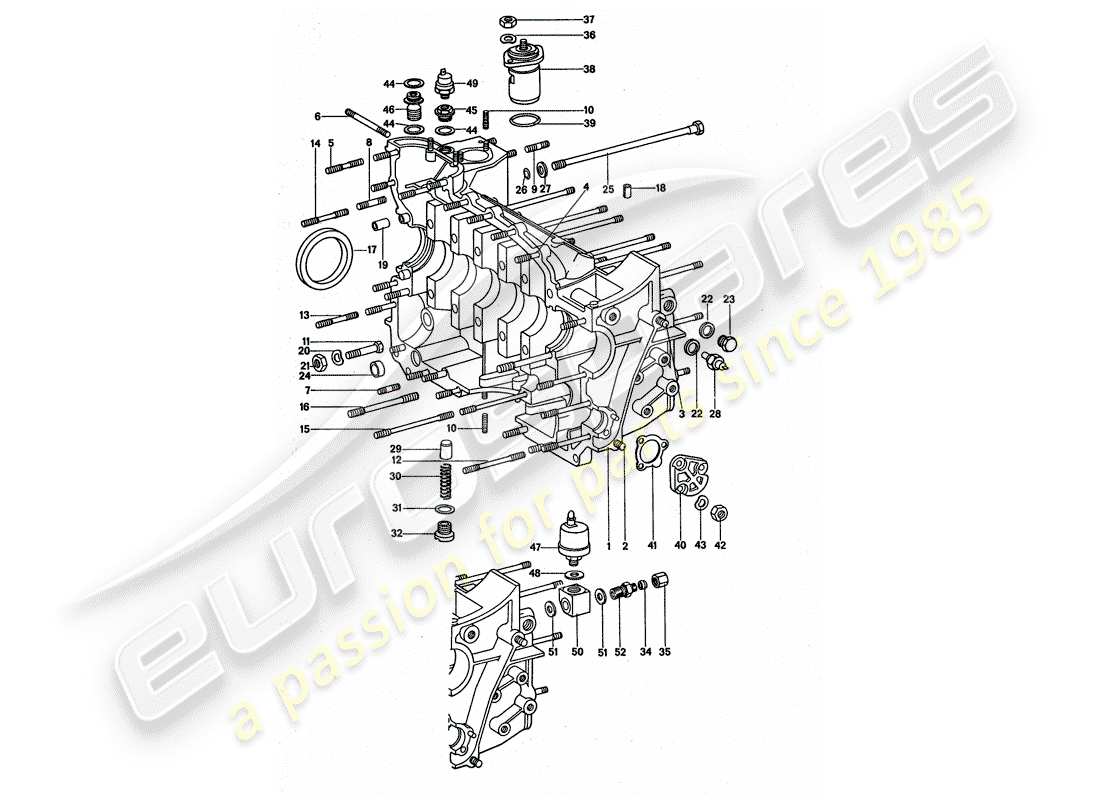 porsche 1975 (911 turbo) crankcase part diagram