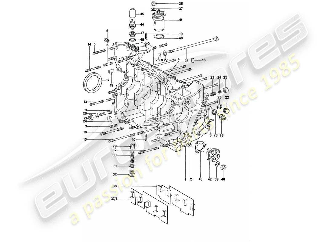 porsche 1971 (914) crankcase part diagram