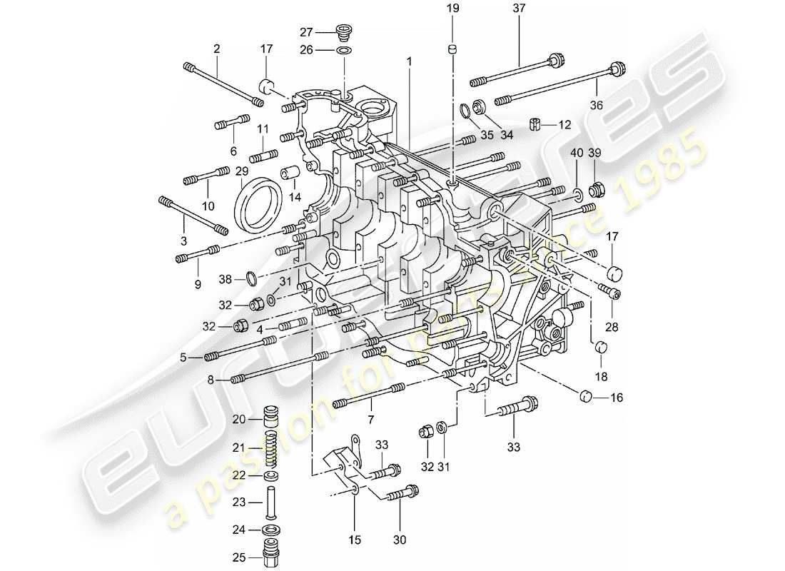 porsche 2003 (996 turbo / gt2) crankcase part diagram