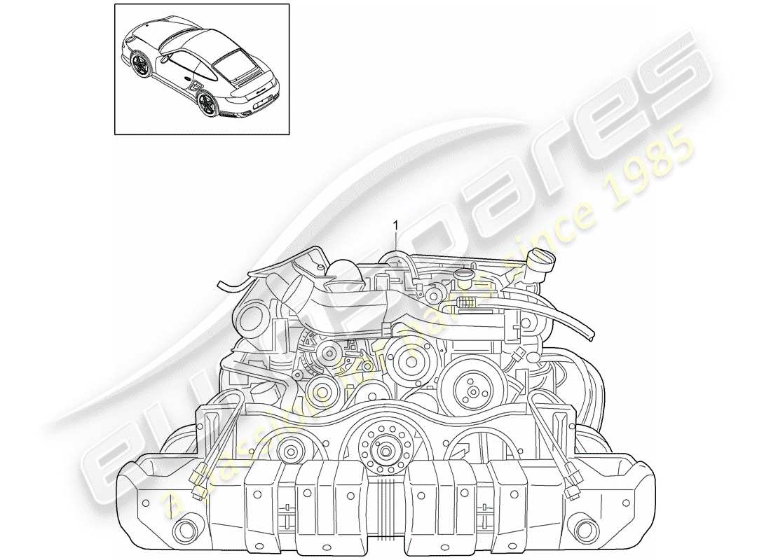 porsche 911 t/gt2rs (2012) replacement engine part diagram