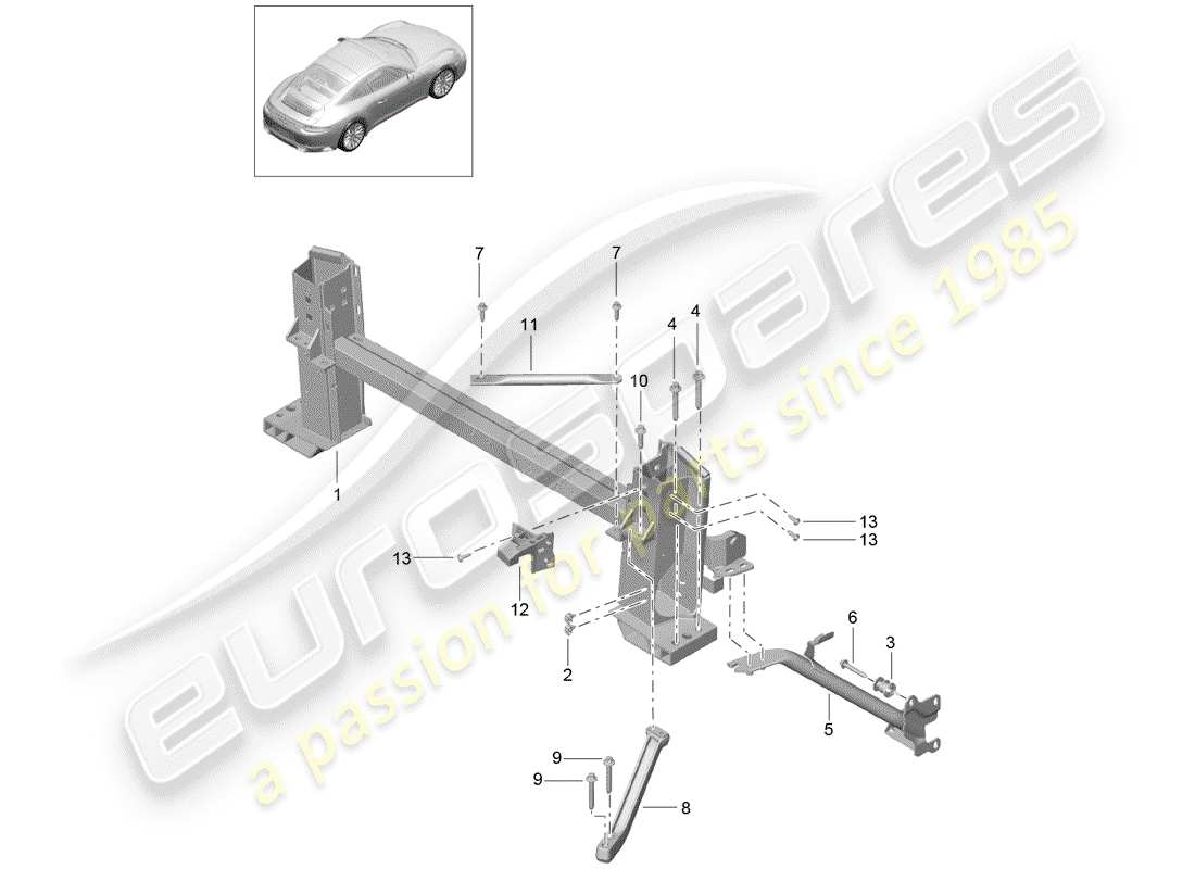 porsche 2017 (991-2) retaining frame part diagram