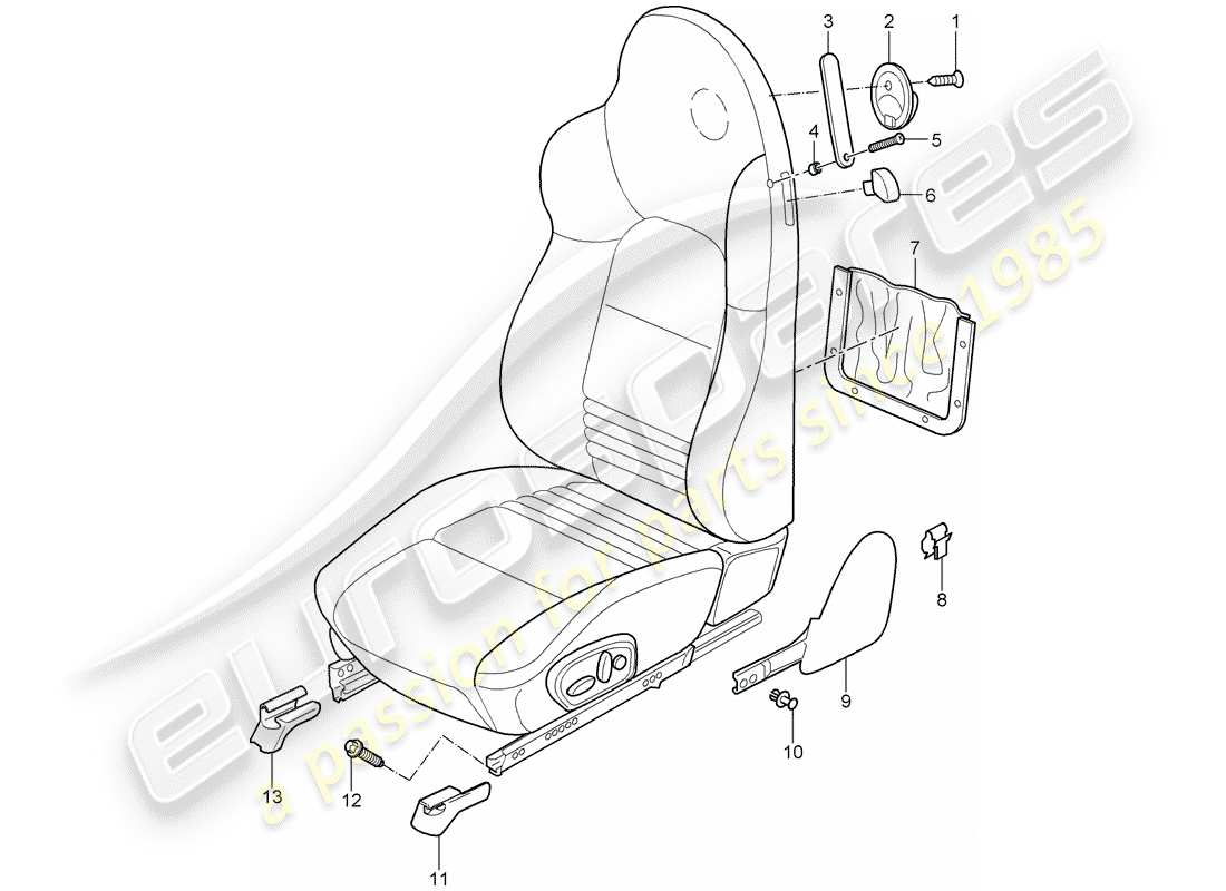 porsche 2003 (986 boxster) sports seat part diagram