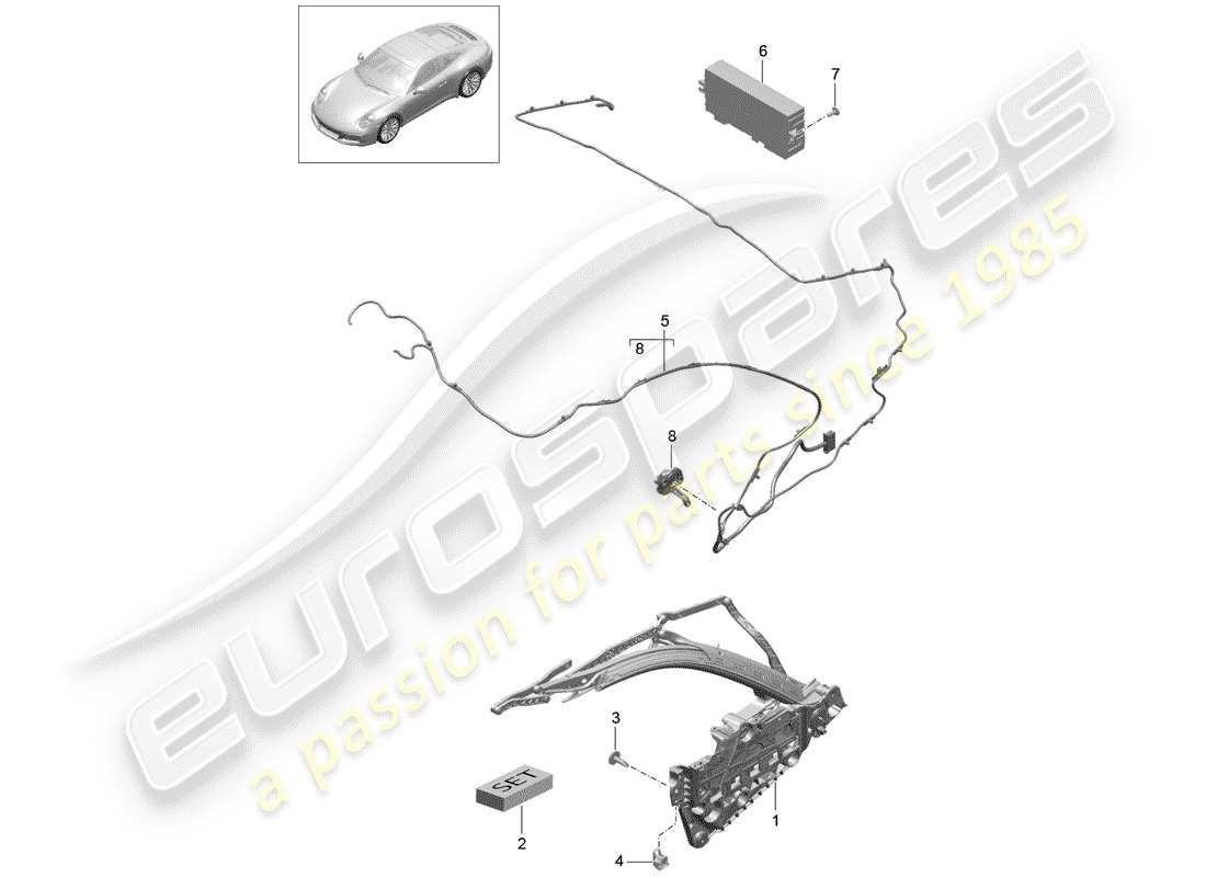 porsche 2017 (991-2) top frame part diagram