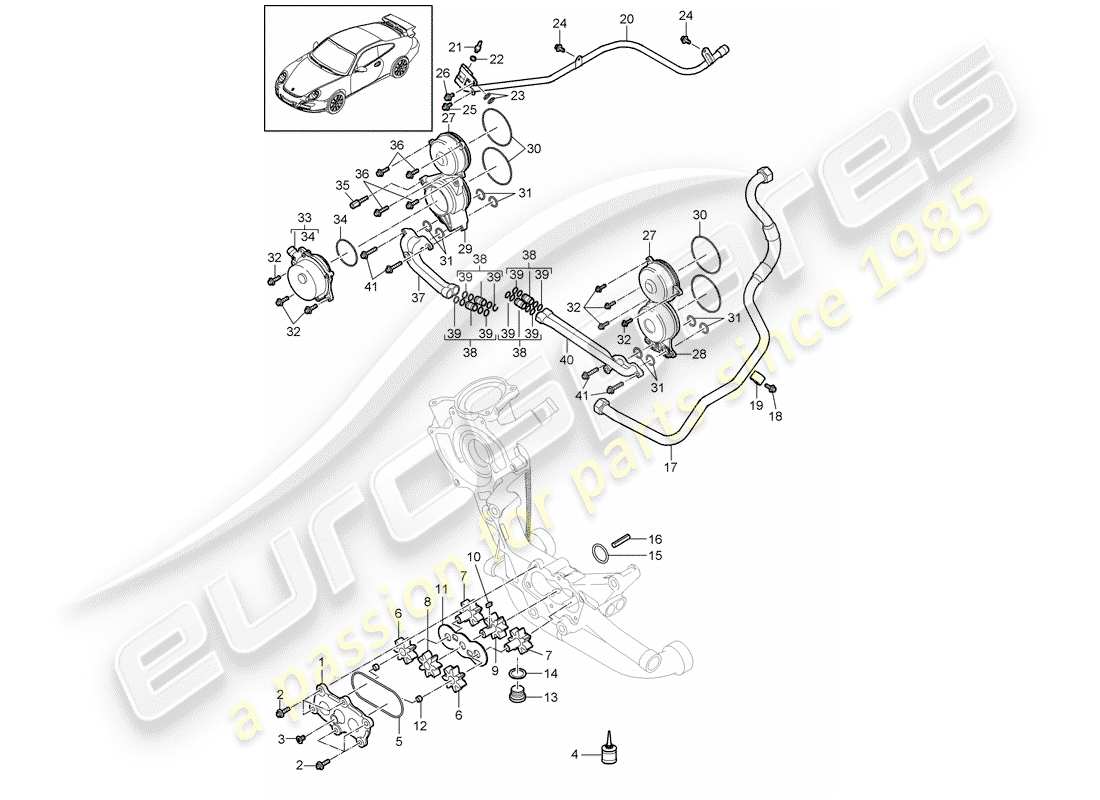 porsche 2010 (997-2 gt3) oil supply part diagram