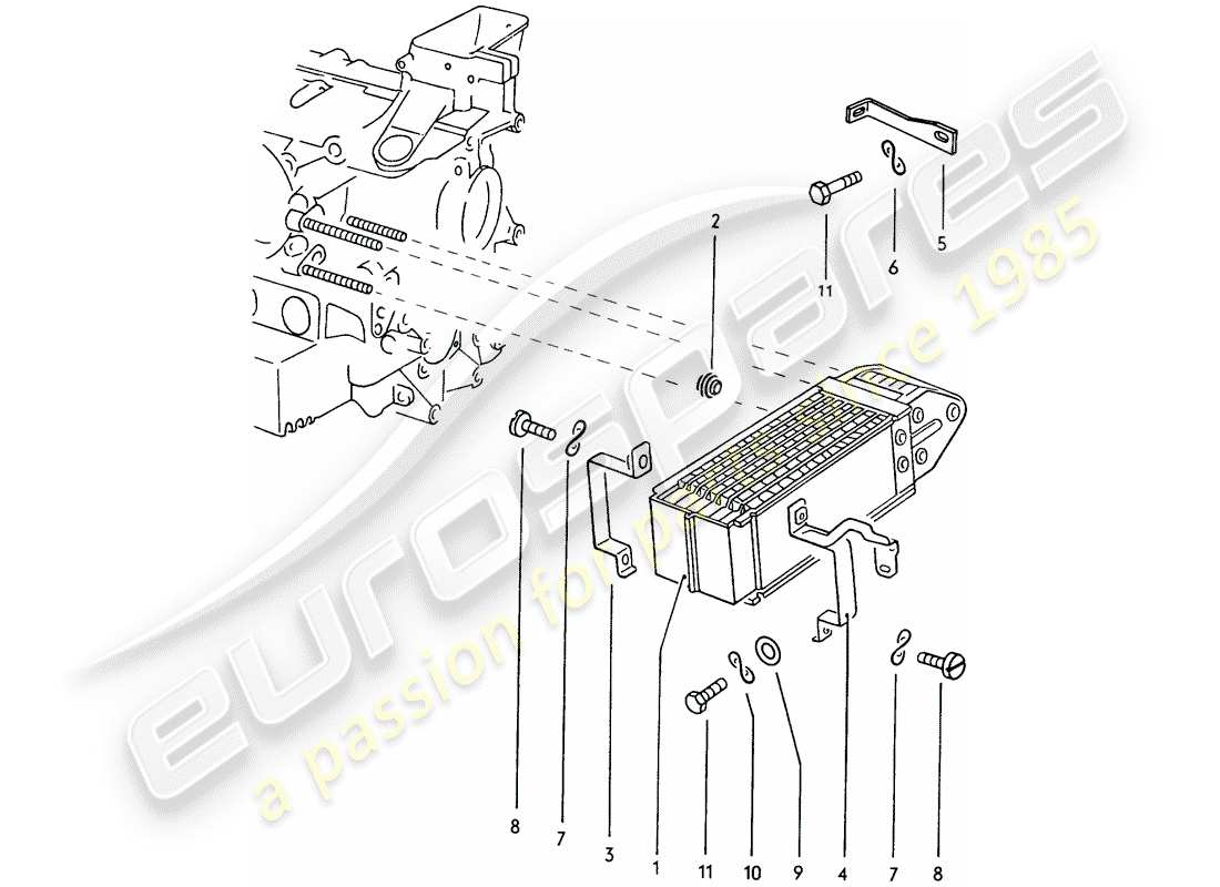porsche 1976 (914) engine lubrication - oil cooler part diagram
