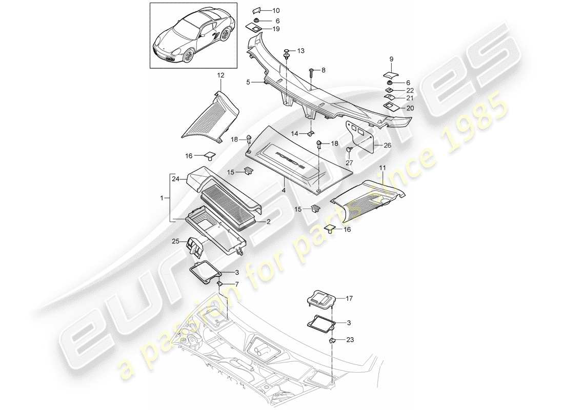 porsche 2010 (987 cayman) particulate filter part diagram