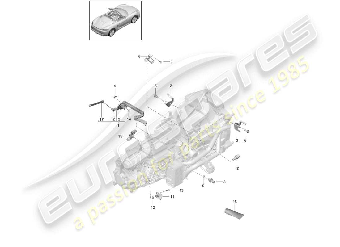 porsche 2020 (718 boxster) manual gearbox individual parts sensor module part diagram
