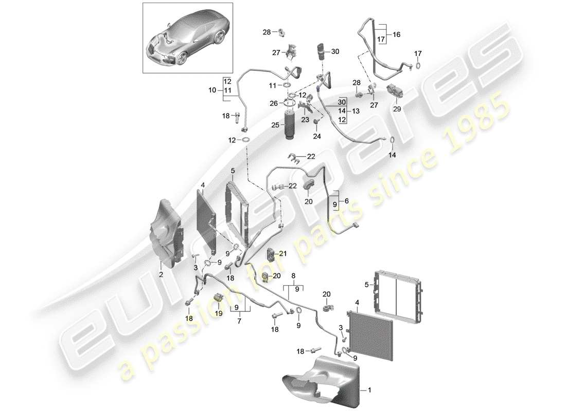 porsche 991 (2013) refrigerant circuit part diagram